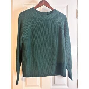 Jessica Simpson Women’s Green Ribbed Knit Sweater Size L Raglan Long Sleeve